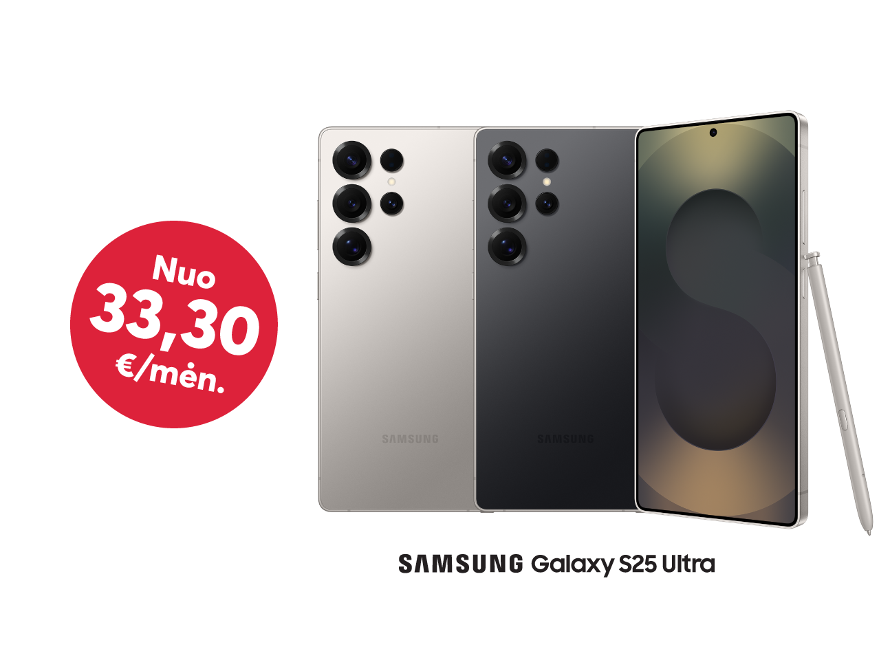 Samsung Galaxy S25 Ultra tik nuo 33,30 eurų per mėnesį