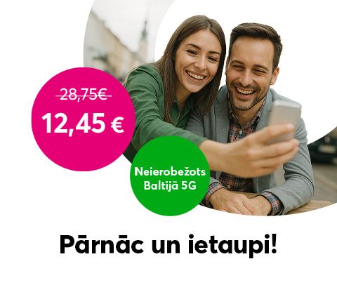 Tarifu plāns Bite Neierobežots Baltijā 5G par akcijas cenu 12,45 euro mēnesī