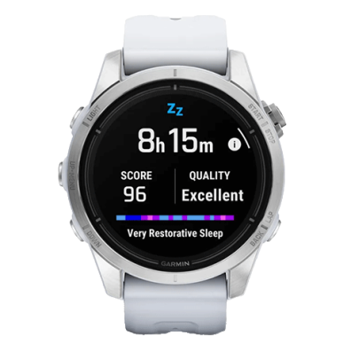 Garmin Smart Watch EPIX Pro (g2) 42mm Stainless Steel w/White Band | Bite